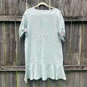 Soup Unique Korean Sage Green Ruffle Hem Dress | M